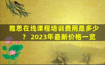 雅思在线课程培训费用是多少？ 2023年最新价格一览